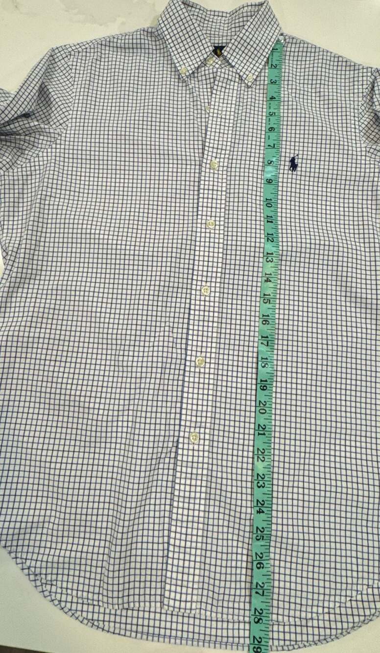 Polo Ralph Lauren Men's White and Blue Plaid Long Sleeve Button Down Shirt - Picture 5 of 5